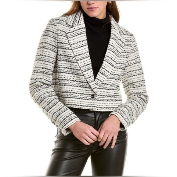 Bagatelle Tweed Black White Old Money Jacket - Picture 2 of 9